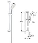 Grohe Tempesta Cosmo Shower Riser Rail Kit 3 Mode Shower Head + Hose Set 27579