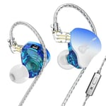 EZ EAR and DD3 HiFi in Ear Monitors Dual Dynamic Drivers in-Ear Earphones IEM 4 Sound Styles Réglable avec 2 PIN Design Câble détachable pour Chanteur Bassiste, Guitariste (Bleu, avec Micro)