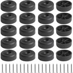 20-pack halkfria gummifötter, runda gummifötter för skärbrädor för möbler, bord, stolar, skåp, soffor, svart (D36mm x H14mm)