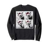 Funny Sphynx Cat in Santa Hat Christmas Photobooth Selfie Sweatshirt