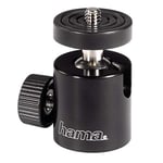 Hama Tête à rotule (rotule, filetage 1/4" (6,4 mm) et 3/8" (9,5 mm), convient pour trépied, 50 mm de hauteur, inclinaison de 90 degrés et une rotation de 360 ​​degrés) Noir/Argent