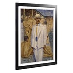 Big Box Art Framed Print of Eugene Jansson Man in a Panama Hat Design | Wall Art Picture | Home Decor for Kitchen, Living Room, Bedroom, Hallway, Black, A2 / 24.5x18 Inch / 62x45cm