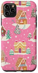 iPhone 11 Pro Max Preppy Pink Christmas Gingerbread House and Xmas Tree Winter Case