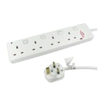 5m Scan RB-05-4GANGSWD 4 Gang Extension Lead, Surge Protection, 13A, White      