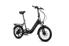 Moma Bikes, E-20 PRO, Electric City Folding Bike, Grey, Aluminum, Full SHIMANO 7 Speeds, Hydraulic Disc Brakes & Integrated Bat. Ion Lithium 48V 13Ah