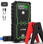 6000A 27000mAh Jump Starter Power Pack with Compass/10W Wireless Charger/Safety Hammer/LED Flashlight/EC5 with LCD Display,UTRAI Car Battery Booster Jump Starter for All Gas/8.5L Diesel