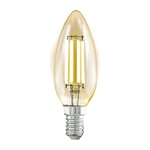 EGLO E14 LED Edison lamp, amber vintage filament candle light bulb, retro lighting, 4 watt (equivalent to 26 watt), 270 lumen, warm white glow, 2200 Kelvin, C35, Ø 1.4"