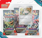 Pokémon- Lot de 3 boosters avec Snorlax de l'expansion écarlate et Violette – Crépuscule masqué du JCC (Trois enveloppes et Une Carte Promo holographique), édition en Italien, 189-60505