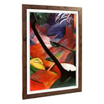 Big Box Art Framed Print of Franz Marc Sleeping Deer in The Forest Design | Wall Art Picture | Home Decor for Kitchen, Living Room, Bedroom, Hallway, Walnut, A2 / 24.5x18 Inch / 62x45cm