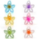 Euqvunn Flower Hair Clips 6Pcs, Hair Claw Clips Flower Claw Clips for Thick Hair, Hawaiian Flower Clips for Hair Non-slip, Plumeria Hair Accessories Hairstyle Gifts for Women and Girl