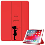 Housse Ipad Air 4 Air 5 et 11 PRO rouge avec motif silhouette et coeur