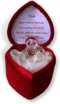 Glass Bear in Love Heart Shaped Gift Box for a Much Loved Mum | Thank You Mum |