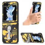 Samsung Galaxy Z Flip 5 Skal Camouflage Finger Ring Gul