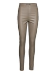 Slkaylee Pu Leggings Bottoms Trousers Leather Leggings-Byxor Brown Soaked In Luxury