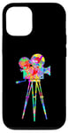 Coque pour iPhone 12/12 Pro Caméra vidéo Arc-en-ciel Art Splatter Film Lover Design