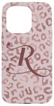 Coque pour iPhone 15 Pro Letter R Initial Leopard Rose Pink Cheetah Monogram