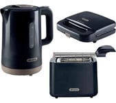 ARIETE Breakfast ARPK46 Jug Kettle, 2-Slice Toaster & Sandwich Toaster Bundle - Dark Grey, Black,Silver/Grey