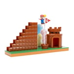 Nintendo Super Mario - Set Figurine Super Mario Bros Fin de Niveau - Figurine Articulée Mario 6,35 CM - Chateau, Escaliers et Drapeau Intéractifs Inclus - Jouet Collectionnable - Cadeau Enfant 3 Ans +