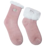 JARSEEN 2 Pairs Womens Wool Thermals Socks Warm Wool Pile Lined Insulated Thick Knitting Ladies Socks Winter Cute Embroidery (2 Pink, UK 4-9)