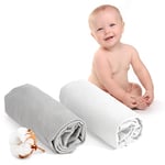 Dreamzie - Drap Housse 60x120 Lit Bebe (x2) - 100% Coton - Oeko Tex - Draps Housses Enfant - Blanc et Gris