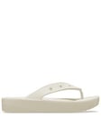 Crocs Classic Platform Flip Wedge - Bone, Beige, Size 5, Women