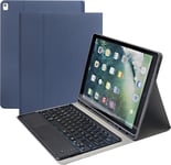 Étui De Protection Pour Ipad Pro 12.9 2015/2017 (1ère Et 2ème Génération) Avec Clavier Anglais Qwerty Rétroéclairé Et Pavé Tactile 7 Couleurs En Cuir Pu Avec Porte-Stylo, Bleu