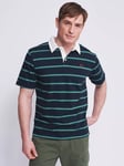 Aubin Conningsby Heavyweight Cotton Polo Shirt, Navy/Green