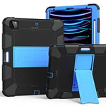 Compatible with iPad 12.9 inch tablet protective case, silicone PC two colours stand tablet protective case, black and blue