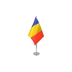 Drapeau de table prestige Roumanie 22x15cm en SATIN - GRAND Drapeaux DE BUREAU roumain 15 x 22 cm - AZ FLAG