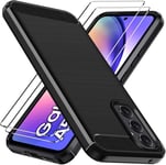 Coque Silicone Pour Samsung Galaxy A54 5g Avec 2 Pièces Verre Trempé,[Protection Antichoc Militaire] Étui De Protection,Mince Souple Tpu Anti-Rayures Dos Bumper Housse,Noir(Q1356)