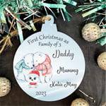 Personalised First Christmas As Family 3 Mummy Daddy New Baby Tree Bauble Gift