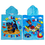 Character World Poncho Officiel Paw Patrol à Capuche | Super Doux au Toucher, Superbe Design d'été | Peignoir de Bain à Langer Parfait pour la Maison, Le Bain et la Plage, Bleu, 115 x 50 cm