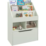 Bibliothèque étagère multi-rangement 3 étagères 2 niches grand tiroir mdf vert clair