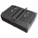 WORX - Chargeur double 20 V Li-Ion 2.0 A - WA3883 (Compatible avec les batteries des outils sans fil Worx PowerShare 20 V)