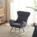 SHUGUANG Chaise a Bascule avec Cadre en Bois Massif, Fauteuil À Bascule Teddy-Fleece-Stoff, Conception Simple Chaise de Lecture Fauteuil Bascule en