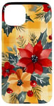 Coque pour iPhone 15 Plus Jaune aquarelle florale rouge Buffalo Plaid Merry Christmas