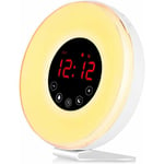 Réveil Lumière Simulateur d'Aube et de Crépuscule Lampe de Chevet LED Commande Tactile avec 10 Niveaux de Luminosité Fonction Snooze, Radio FM