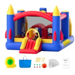 VEVOR Château Gonflable, Structure Gonflable avec Souffleur, Toboggan et Sac de Rangement, Trampoline Extérieur, Aire de Jeu Gonflable d’Arrière-Cour, pour Enfants Âgés de 3 à 8 Ans, 408x240x245 cm