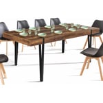 Table à manger extensible rectangle austria 6-10 personnes bois pied épingle noir 160-200 cm