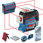 Bosch Professional Niveau Laser Lignes GLL 3-80 C (laser rouge, pour l'intérieur, avec fonction d'application, portée : jusqu’à 30 m, 4 piles AA)