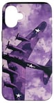 Coque pour iPhone 16 Plus Imprimé animal bohème violet B-17 Flying Fortress Vintage