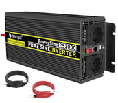 NOVOPAL Convertisseur Pur Sinus 3000W-DC 24V à AC 220/230V Onduleur-2 Prise EU de Courant Alternatif et 1 Port USB -Puissance de Pointe 6000W transformateur de Tension