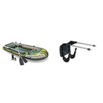 Intex Seahawk 4 Boat Set - four man inflatable dinghy with oars and pump #68351 & Outboard Motor Mount Kit for Seahawk, Challenger and Excursion Inflatable Boats Dinghy #68624 (2012 version)