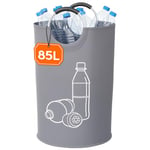 Lifewit 85L Collecteur de Bouteilles, Poubelle Tri Selectif pour Plastique, Bouteilles Verre, Poubelle Exterieur de Recyclage avec Poignée en Aluminium, Poubelle Cuisine Rangement de Bouteilles, Gris