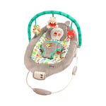 Bright Starts Disney Bébé Winnie l'Ourson Transat Bébé Vibrations Apaisantes Deluxe - Simili Daim, Musique, Barre de Jouets Amovible, 0-6 Mois 6-9 kg (Dots & Hunny Pots)