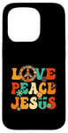 Coque pour iPhone 15 Pro Costume hippie sexy Love Peace Jesus Christian Fun années 60 et 70