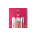 KIKO Milano Glossy Lip Set, Kit Maquillage : 2 Gloss Hydratants Et 1 Crème Perfectrice Pour Les Lèvres