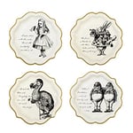 Talking Tables Truly Alice in Wonderland Assiettes en Carton pour Anniversaire, Mariage, Goûter Festif et Festivités, Fête à Thème Alice au Pays des Merveilles, Crème et Doré