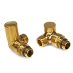 Brushed Brass Corner Manual Radiator Towel Rail Valve 15mm