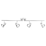 Chrome Ceiling Bar Light Fitting Adjustable Spot Light Heads LED Bulbs Lighting